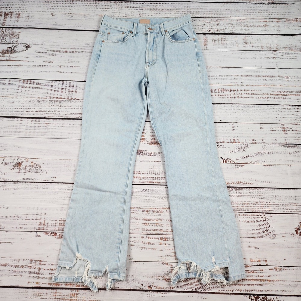 MOTHER The Insider Crop Step Chew Jeans Womens 25 Light Wash Frayed Hem